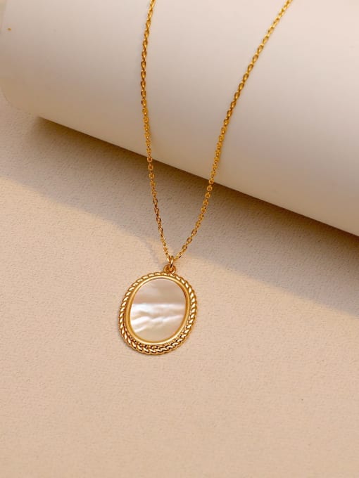 16K Gold Natural Shell [Necklace] Brass Shell Geometric Minimalist Necklace